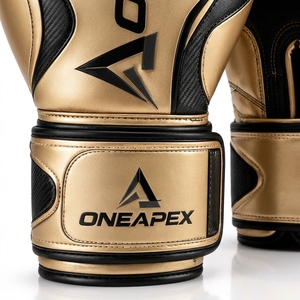 Gants de boxe en cuir PU noir et or, gants d'entraînement professionnels, gants de combat rembourrés, logo personnalisé OEM, vente en gros de gants de sport - Product Image 3