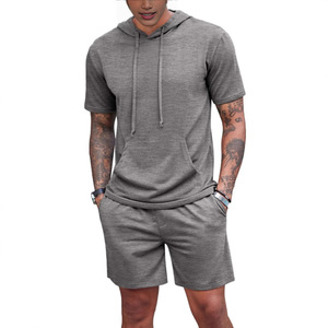 Custom High Quality Summer Plus Size Men's <b>T</b>-<b>Shirt</b> and Shorts Sets New <b>Hoodie</b> Design <b>with</b> Short Sleeves and Loose Casual Shorts - Product Image 3