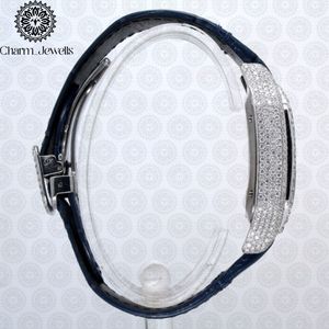 Charm Jewells Montre de luxe pour femme en acier inoxydable, boîtier rectangulaire, mouvement à quartz analogique, bracelet en cuir 18 mm 25,5 cm - Product Image 3