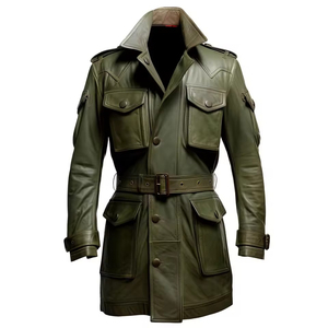 Custom Design Fashion Classic Leather Motorcycle <b>Jacket</b> OEM Front Men <b>Slim</b> <b>Fit</b> Genuine Cowhide Skin Coat Streetwear Windproof - Product Image 2