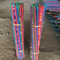 Manche de balai rotatif en bois d'eucalyptus écologique, tête de balai en PVC, poils durs pour un nettoyage facile, motif floral.