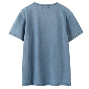 เสื้อยีนส์พิมพ์ลายเชนิลล์สีน้ำเงิน พรีเมี่ยมคอตตอน นุ่มสบาย สไตล์ลำลอง เท่ห์ๆ สตรีทแวร์ ยูนิเซ็กส์ เสื้อยืดลายกราฟิก - Product Image 3