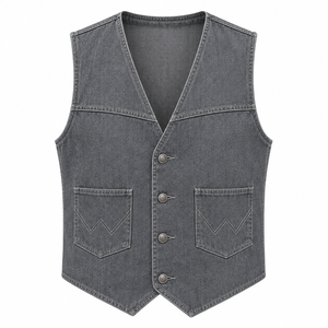 Chaleco Vaquero de Moda para Hombre, Sin Mangas, Casual, para Otoño, con Bolsillo Profundo, Chaleco Vaquero Deportivo para Exteriores - Product Image 1