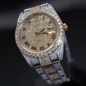 Montre de luxe Hip Hop à mouvement automatique en acier inoxydable sertie de moissanite pour hommes avec boîte - Product Image 2