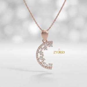 Collar con Colgante de Media Luna de Diamantes Chapado en Oro de Plata de Ley 925, Joyería de Lujo para Mujer, Compromiso, Boda, Fiesta, Aniversario - Product Image 6