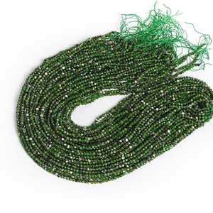 Perles de diopside chromé vert naturel authentique de Russie, facettées, rondes, en vrac, pour la création de bijoux - Product Image 3