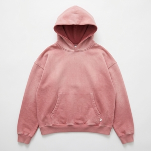<b>Men's</b> <b>Pink</b> Washed Hoodie Oversized Pullover Streetwear Heavyweight Fleece <b>Sweatshirt</b> Casual Blank Custom Apparel Wholesale - Product Image 1