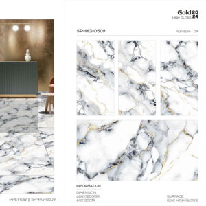 Carreaux de porcelaine modernes avec surface dorée haute brillance 60x120cm 600x1200mm 24x48 pour murs et sols intérieurs élégants - Product Image 1