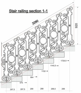 Rampe d'escalier murale traditionnelle en fer forgé ; résistante à la rouille, facile à assembler, avec un élégant motif festonné. - Product Image 5