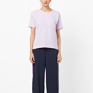 High Quality Oversized <b>Batwing</b> Sleeve <b>T</b>-<b>Shirt</b> Solid Blue Cotton Jersey O-Neck Short Sleeve Women's Casual Top Summer Wear Tees - Product Image 1