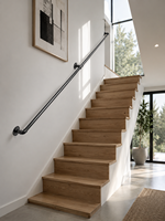 Rampe d'escalier tubulaire en acier inoxydable, résistante à la rouille, design industriel, capacité de charge de 440 lb (~200 kg), résidentiel, 2 ans de garantie