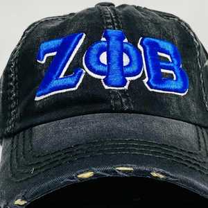 หมวกยีนส์สีดำ Zeta Phi Beta แบบขาดๆ ปักลาย ZPB หมวกเบสบอลสำหรับชมรมนักศึกษา สายปรับได้ สไตล์ลำลอง หมวกผู้หญิงทันสมัย - Product Image 3