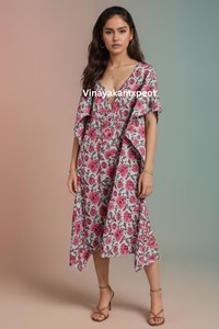 Elegante Bata Kimono con Estampado Floral Hecha a Mano, Cuello en V, 100% Algodón, Ropa de Dormir Informal para Mujer, Ecológica y Transpirable - Product Image 6
