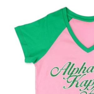 Custom <b>Pink</b> Green Raglan T Shirt V Neck Short Sleeve Casual Sportswear Teamwear Fashion Apparel <b>Top</b> - Product Image 3