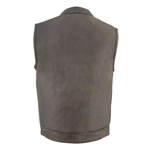 Service OEM, vente en ligne, gilet en cuir pour homme, prix bas, style avec fermeture éclair sur le devant, gilet en cuir pour homme - Product Image 2