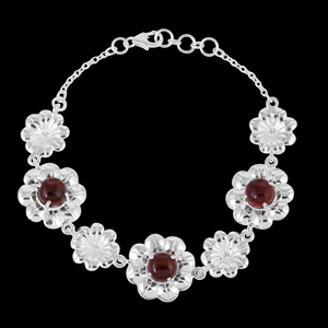 100% Pure Solid 925 Sterling Silver <b>Bracelet</b> With Garnet Gemstone Diamond Flower Design <b>Bangle</b> Fine Jewelry For Women's Gifting - Product Image 2