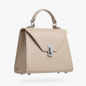 Sac bandoulière messager Royaa en cuir véritable convertible avec mini poignée supérieure, fermeture éclair, portable, idéal pour le shopping, cadeau d'automne, beige - Product Image 3