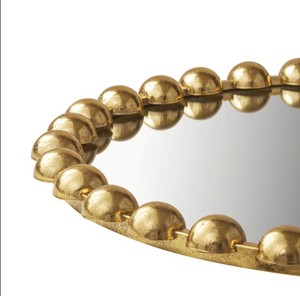 Beaded Gold Round Wall <b>Mirror</b> – Decorative Metal <b>Frame</b> <b>Mirror</b> for Living Room, Bedroom & Luxury Home Decor - Product Image 2
