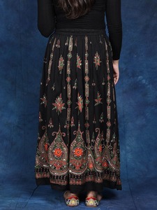 Womens Rayon Handcrafted Sequence Jaipuri <b>Skirts</b> Traditional Summer Long <b>Skirt</b> - Product Image 2