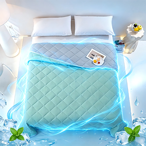 Juego de Edredón de Poliéster Refrigerante, Tela de Microfibra Acolchada, Ropa de Cama de Estilo Moderno, Gris Verde Menta, Uso Doméstico, Lavable a Máquina, 300 Hilos - Product Image 1