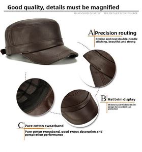 Nouvelle casquette de baseball en cuir de vachette pour homme, style plat, pour personnes d'âge moyen et âgées, chaude pour l'hiver et les activités de plein air - Product Image 3