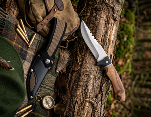 Couteau d'extérieur, lame en acier D2, manche en bois, avec étui en cuir, couteau personnalisé - Product Image 3