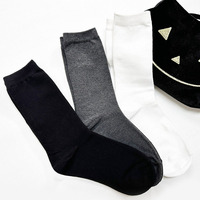 Hergestellt in Korea Echtes Leder Damen Extra Lange Einfarbige Crew-Socken Baumwolle/Polyester Gestrickt Herbst Casual Ganzjährig Tragbar K02
