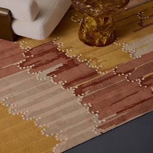 Tapis contemporain abstrait motif moutarde terre cuite beige, tapis de designer de luxe pour salon, chambre à coucher, décoration intérieure, tapis d'appoint - Product Image 4