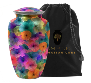 โกศบรรจุอัฐิรูปดอกไม้สีสันสดใสสำหรับผู้ใหญ่ โกศโลหะหลากสีสำหรับใส่เถ้ากระดูก – โกศที่ระลึกทำด้วยมือ - Product Image 3