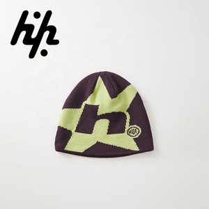 Custom Cuffless Reversible Jacquard Breathable Waterproof Unisex <b>Beanie</b> Striped Knitted Color 100% <b>Wool</b> Adjustable Outdoor - Product Image 1