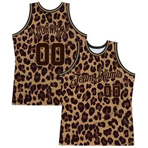 Camiseta de Baloncesto Personalizada con Estampado de Leopardo, Sublimación, Secado Rápido, Sin Mangas, Cuello Redondo, Unisex, para Adultos, Ropa Deportiva de Equipo - Product Image 1