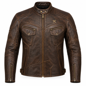 Veste de moto en cuir vintage |   Noir Brun Bourgogne |   Fabricant OEM ODM |   Qualité de conception haut de gamme |   Vêtements de course | - Product Image 1