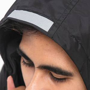 Custom Men's Polyester Zipper Windbreaker <b>Jacket</b> with High Quality Satin Printed Logo Hood-Fashionable Winter Running Gear - Product Image 4