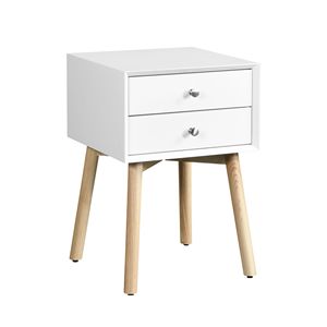 Metà del secolo moderna armadio a 2 cassetti con gambe in legno di gomma tavolino bianco per camera da letto mobili da soggiorno comodini - Product Image 4