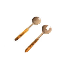 Set d'essoreuses à salade de fruits et légumes manuel Outil de cuisine avec manche en résine marron ombré noir Lame caractéristique sourire - Product Image 1