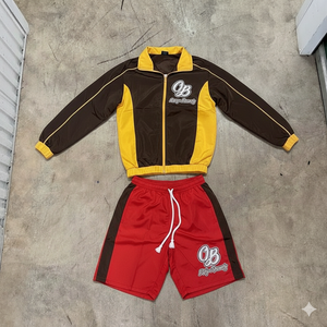 ชุดเซ็ตเสื้อแจ็คเก็ตซิปและกางเกงขาสั้นผ้าไนลอนน้ำหนักเบาพิมพ์ลายได้ตามสั่งสำหรับผู้ชาย ลดราคาสุดฮอตประจำปี 2026 - Product Image 4