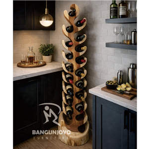 Porte-bouteilles en bois de suar, adapté à la maison, à la cuisine, au bar, au salon, design moderne, bois massif, qualité commerciale - Product Image 1