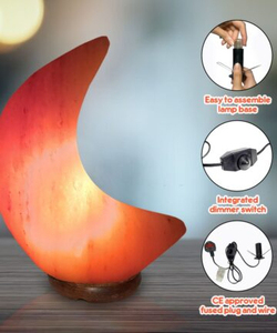 Wholesale Himalayan Pink <b>Salt</b> Lamp Best Quality Moon Shape Aromatherapy Lamp with Carved Wooden Base Stylish Love Lamp - Product Image 5