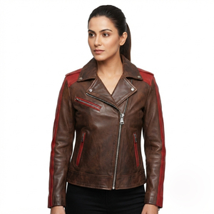 Premium Ladies <b>Long</b> Sporty <b>Leather</b> Motorcycle Biker <b>Jacket</b> for Women - Product Image 6