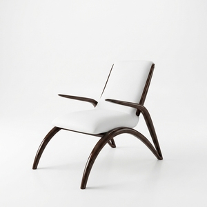 Fauteuil sculptural en bois massif de style Mid-Century Modern, fauteuil d'appoint rembourré, mobilier de luxe en teck pour salon. - Product Image 1