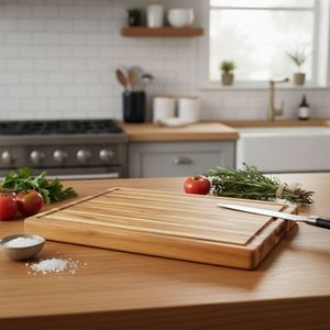 Planche à découper en bois avec rainure pour jus, grande planche de cuisine écologique et durable, bloc de boucher pour la préparation des aliments - Product Image 4