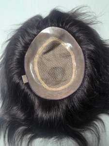 Toupee de Cabello Remy Indio Taz Premium Mirage, Base de Seda y PU, Prótesis Capilares para Hombre, Color Negro Natural, Textura Lisa, Múltiples Tamaños - Product Image 3