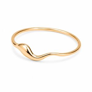 18K Gold Plated S925 Sterling <b>Silver</b> Water Drop Wave <b>Ring</b> Minimalist Plain Band for Women Wholesale - Product Image 4