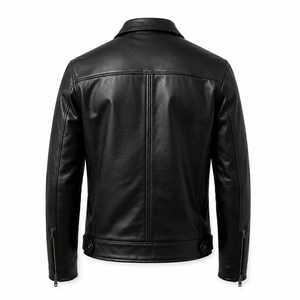 Custom Genuine Leather Men's Motorcycle Biker Jacket <b>Stand</b> Collar Front Waterproof <b>Vintage</b> Winter <b>Coat</b> OEM Service Available - Product Image 2