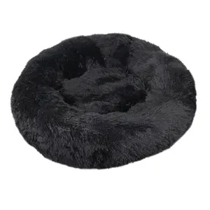 Round Cat Bed Super Soft Long Plush Dog Kennel Mat Puppy Round Cushion Portable Animal Sleeping Supplies Cats Winter Warm Bed