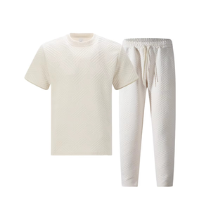 Ensemble de costume en tricot pour homme, 2 pièces, coupe ajustée, décontracté, été, col rond, impression personnalisée, couleur personnalisée, impression numérique - Product Image 6