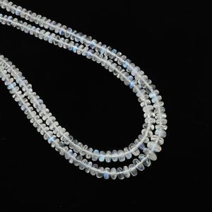 Cuentas de piedra lunar arcoíris natural lisas en forma de rondel, hilo de cuentas sueltas de 3-5 mm con perforación central para la fabricación de joyas al por mayor. - Product Image 3
