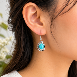 925 Sterling <b>Silver</b> Turquoise Dangle Earrings Vintage Boho <b>Beaded</b> Drop Earrings Rose Gold Yellow Gold Plated Gift Jewellry Her - Product Image 2