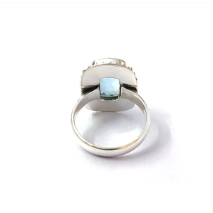 Vintage Style Silver <b>Ring</b> with Blue Quartz Stone – <b>Large</b> Handmade Cushion Cut Gemstone <b>Ring</b> Bold & Elegant - Product Image 4