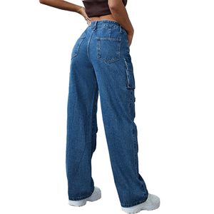 Jeans de mujer estilo hip hop urbano, transpirables, holgados, para primavera/verano, con múltiples bolsillos, pantalones cargo de cintura alta a la moda. - Product Image 2